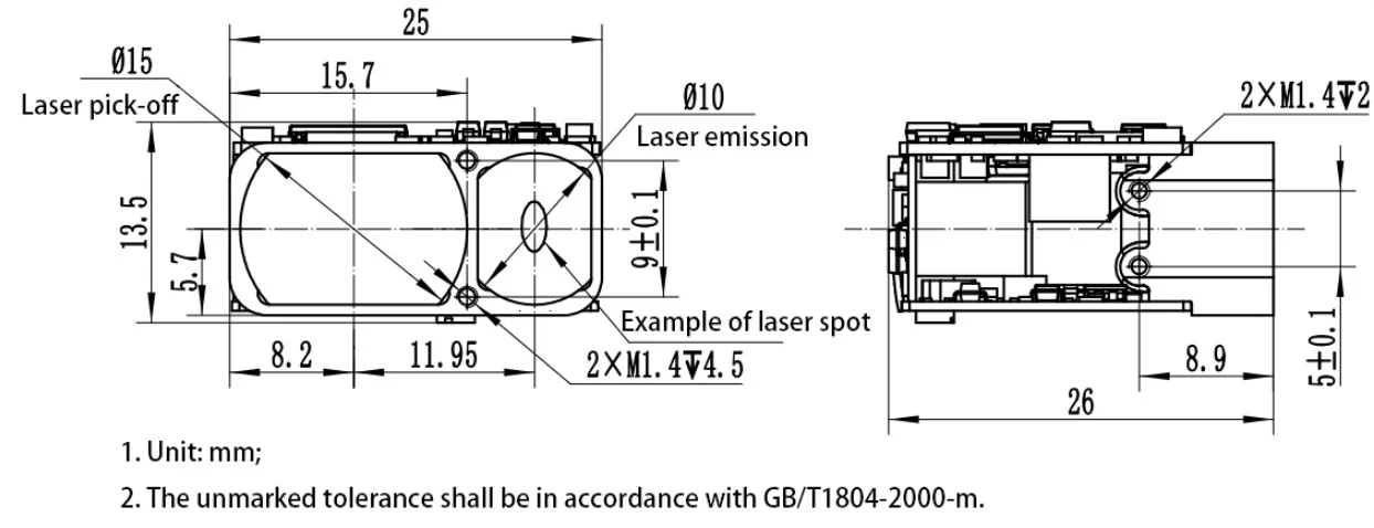 1200m Micro Laser Rangefinder Module Lrf